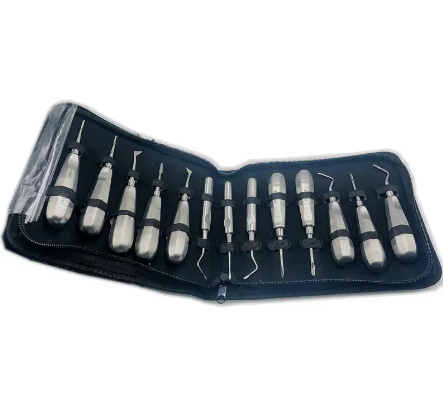 Ensemble complet d'instruments de chirurgie dentaire, ascenseurs de dents, élévateur de racines dentaires