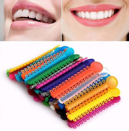 Bandes de caoutchouc dentaires, cravate de Ligature élastique orthodontique colorée