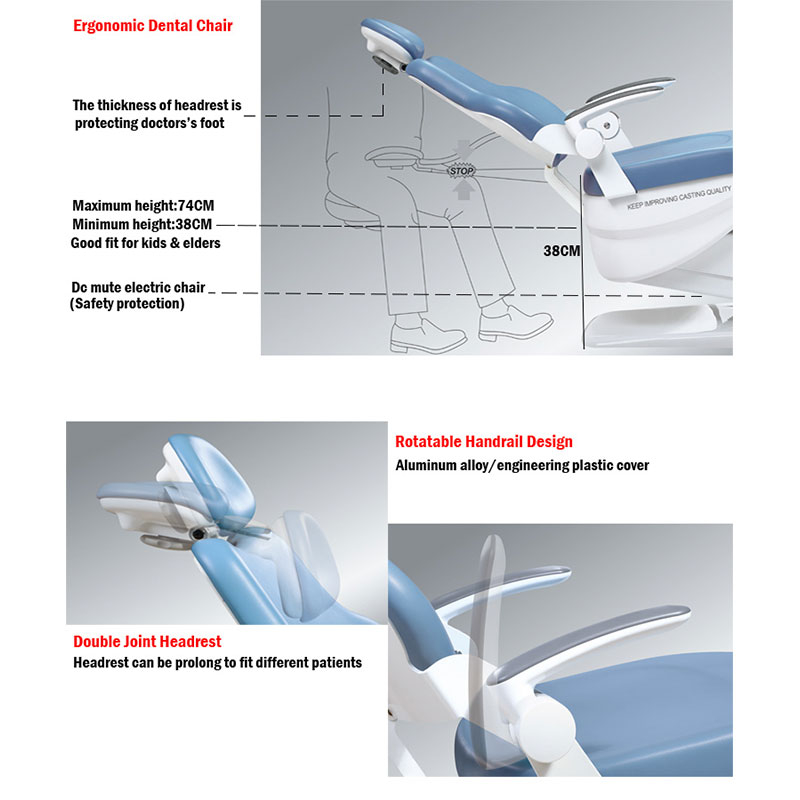 Ensemble complet de fauteuil dentaire électrique S610, réglable en hauteur